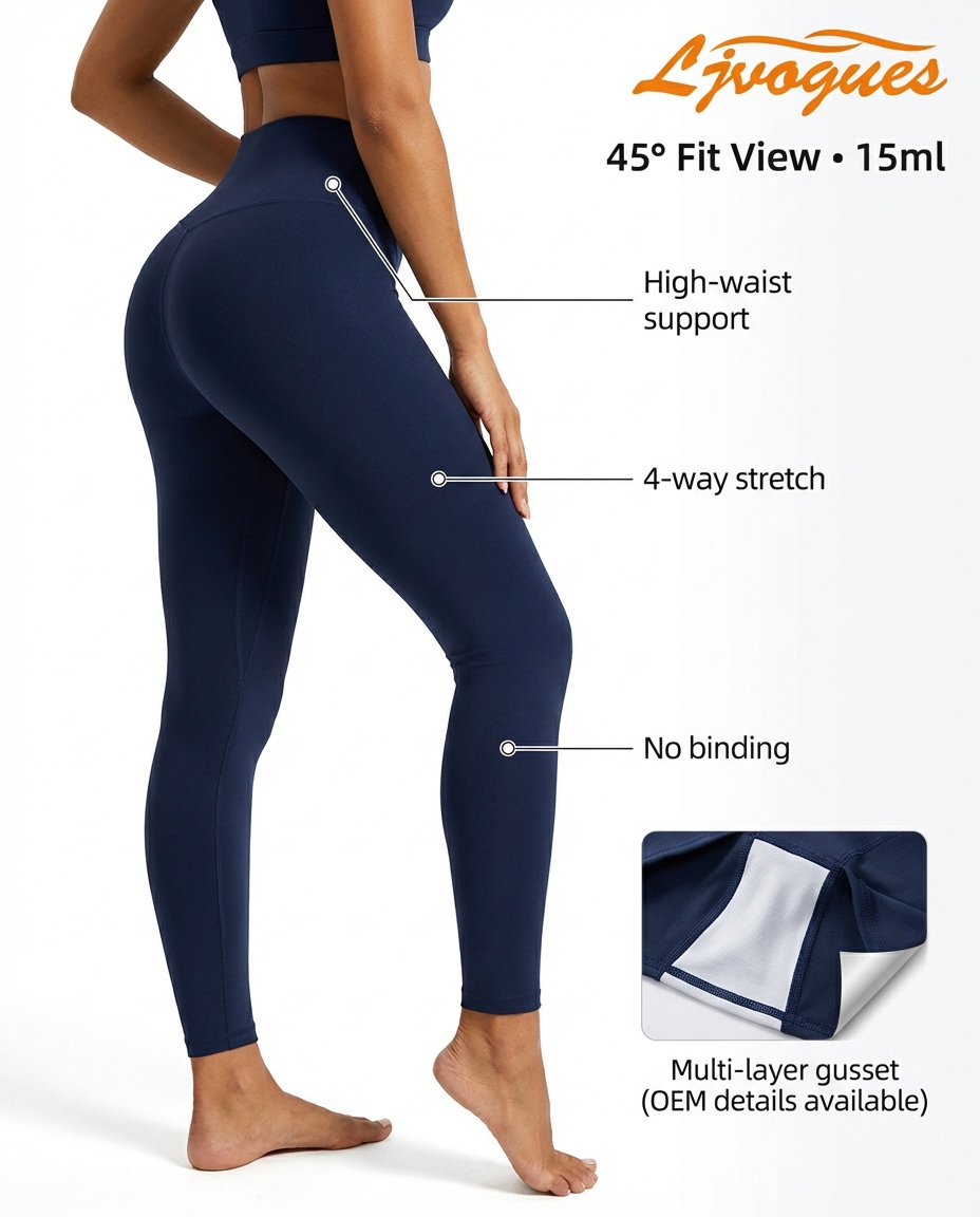 Integrated Gusset Activewear Bottoms for OEM — Yoga Leggings / Hiking Shorts / Running Shorts / Cycling 9/10 / Dance Stirrup (15–50ml)