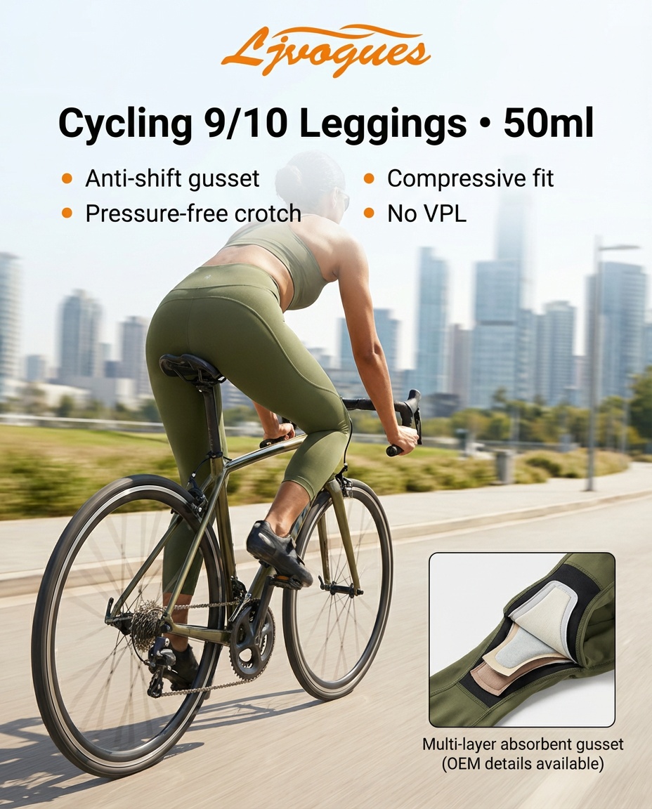 Activewear bottoms with built-in multi-layer absorbent gusse Cycling Leggings