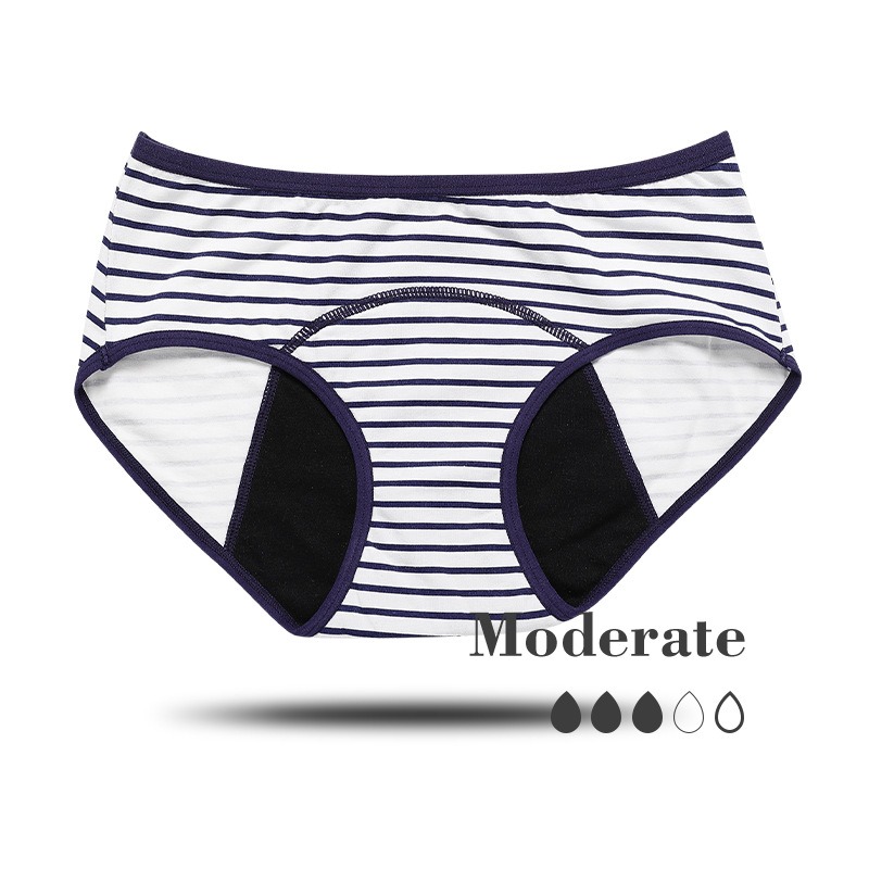 Teen Extended Crotch Period Panties with Stripe Pattern Breathable Design
