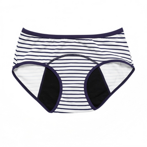 Teen Extended Crotch Period Panties with Stripe Pattern Breathable Design