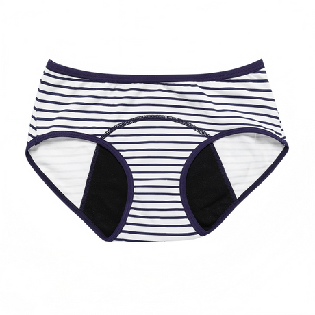 Teen Extended Crotch Period Panties with Stripe Pattern Breathable Design